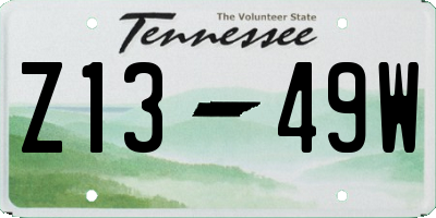 TN license plate Z1349W