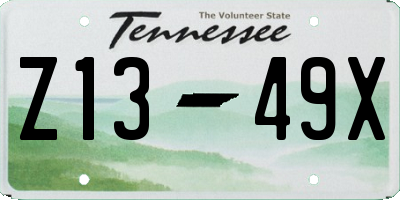 TN license plate Z1349X
