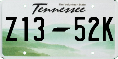 TN license plate Z1352K