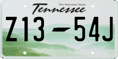 TN license plate Z1354J