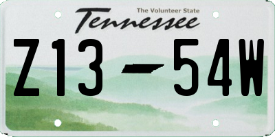 TN license plate Z1354W