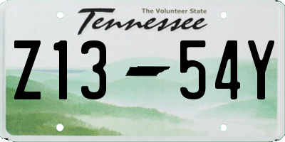 TN license plate Z1354Y