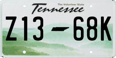 TN license plate Z1368K