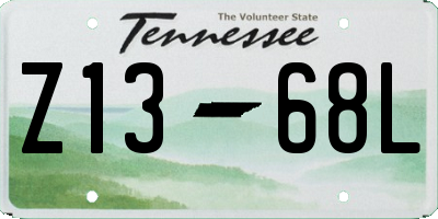 TN license plate Z1368L