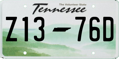 TN license plate Z1376D