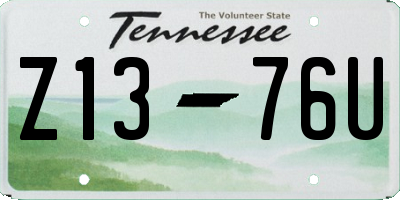 TN license plate Z1376U