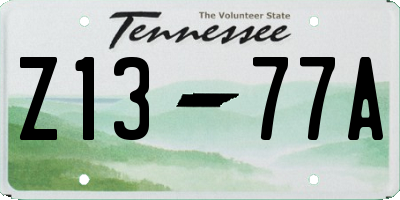 TN license plate Z1377A