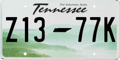 TN license plate Z1377K