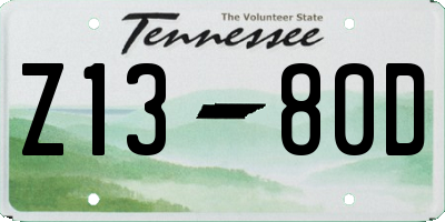 TN license plate Z1380D