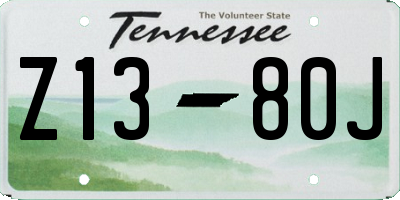 TN license plate Z1380J