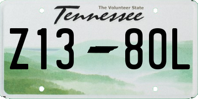 TN license plate Z1380L