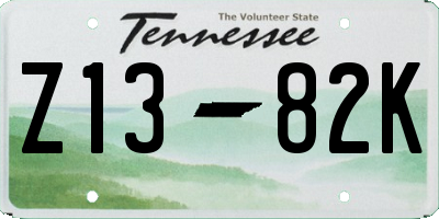 TN license plate Z1382K
