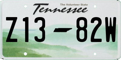 TN license plate Z1382W