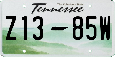 TN license plate Z1385W