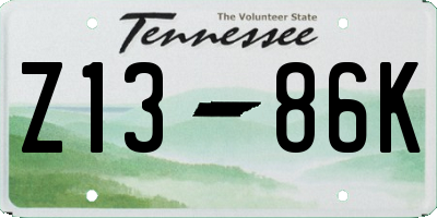 TN license plate Z1386K