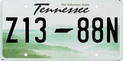 TN license plate Z1388N
