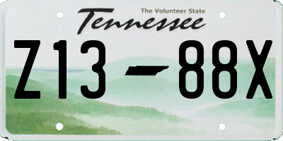 TN license plate Z1388X