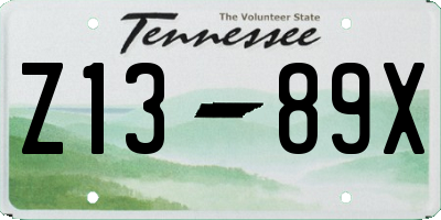 TN license plate Z1389X