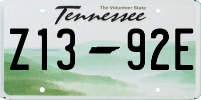 TN license plate Z1392E