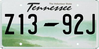 TN license plate Z1392J