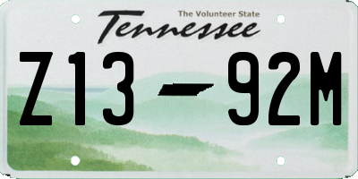 TN license plate Z1392M
