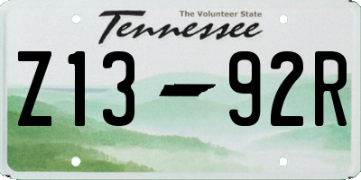 TN license plate Z1392R