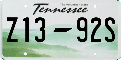 TN license plate Z1392S