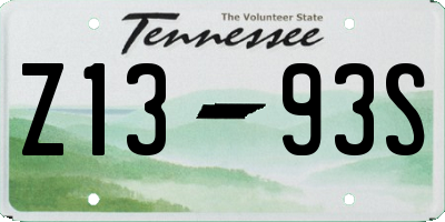 TN license plate Z1393S