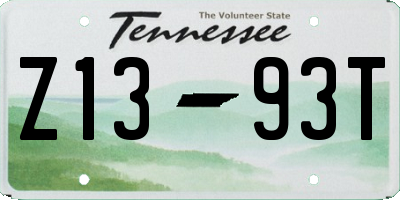 TN license plate Z1393T