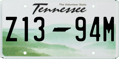 TN license plate Z1394M