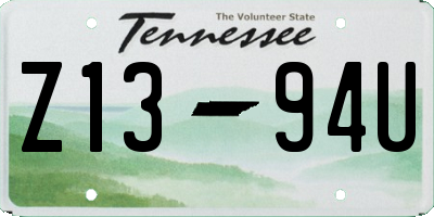 TN license plate Z1394U