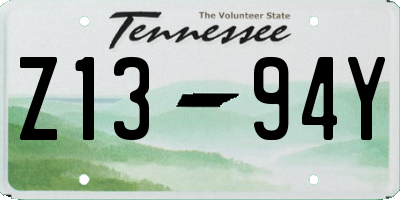 TN license plate Z1394Y