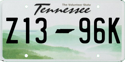 TN license plate Z1396K