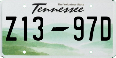 TN license plate Z1397D