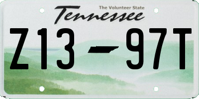 TN license plate Z1397T