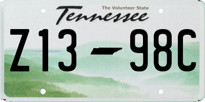 TN license plate Z1398C
