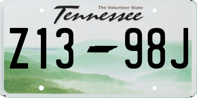 TN license plate Z1398J