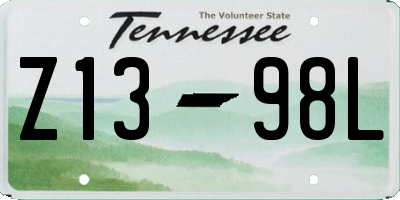 TN license plate Z1398L