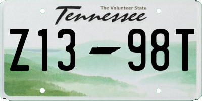 TN license plate Z1398T