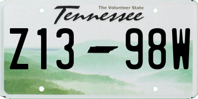 TN license plate Z1398W