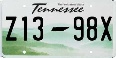 TN license plate Z1398X