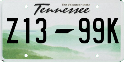 TN license plate Z1399K
