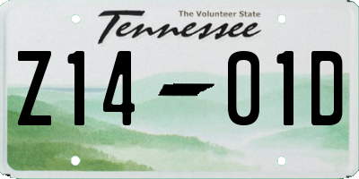 TN license plate Z1401D