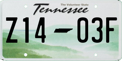 TN license plate Z1403F