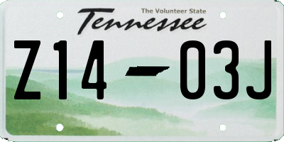 TN license plate Z1403J