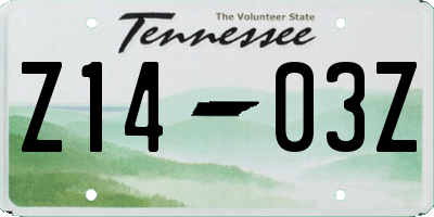 TN license plate Z1403Z