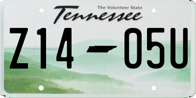TN license plate Z1405U