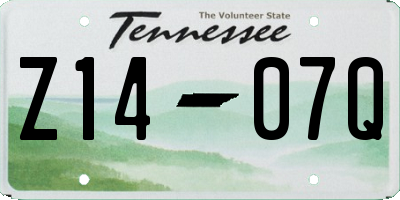 TN license plate Z1407Q