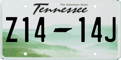 TN license plate Z1414J