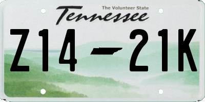TN license plate Z1421K